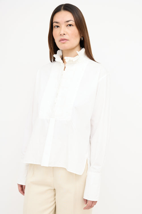  Etoile White Pleated Bib Shirt