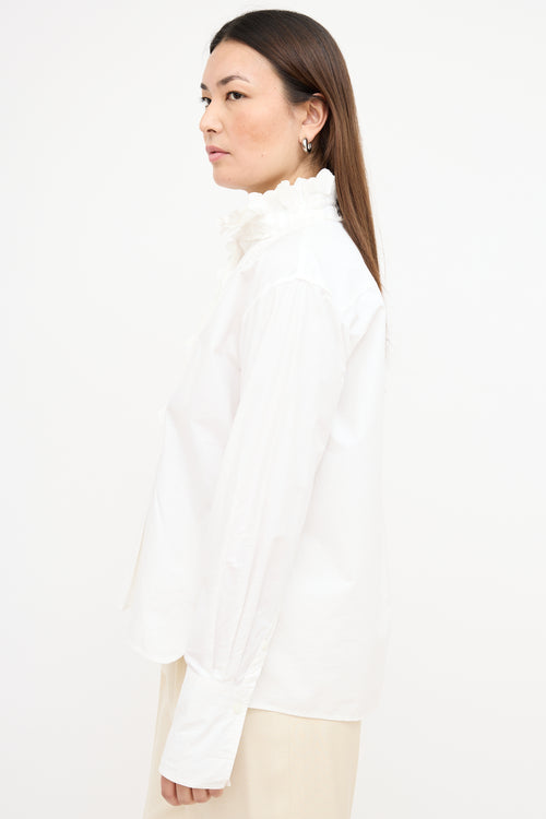  Etoile White Pleated Bib Shirt