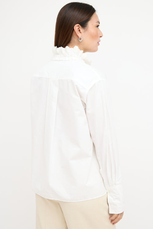  Etoile White Pleated Bib Shirt