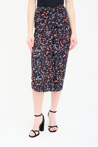 Isabel Marant Étoile Black 
Multi Printed Jeldia Skirt