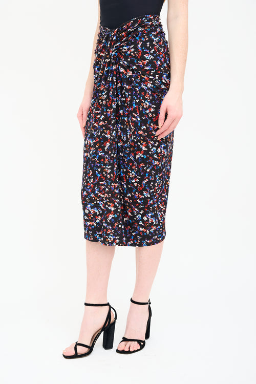 Isabel Marant Étoile Black 
Multi Printed Jeldia Skirt