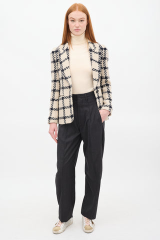 Isabel Marant Beige 
Black Wool Kioa Checkered Blazer