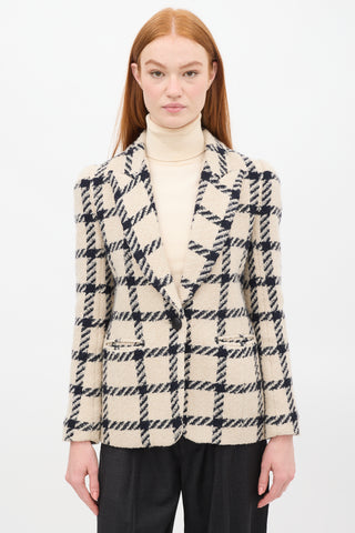 Isabel Marant Beige 
Black Wool Kioa Checkered Blazer