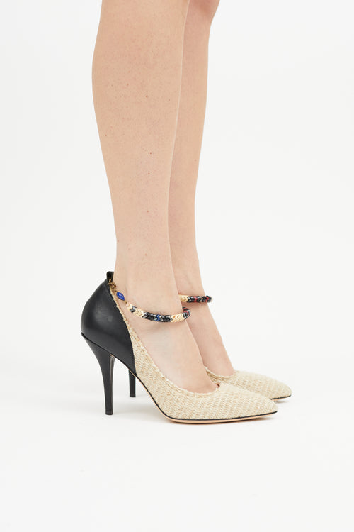 Isabel Marant Beige 
Black Woven Beaded Pump