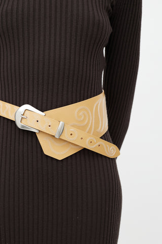 Isabel Marant Beige Leather Asymmetrical Western Belt