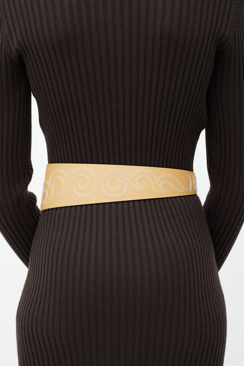 Isabel Marant Beige Leather Asymmetrical Western Belt