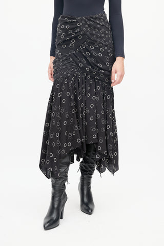 Isabel Marant Black 
Cream Circle Gathered Skirt