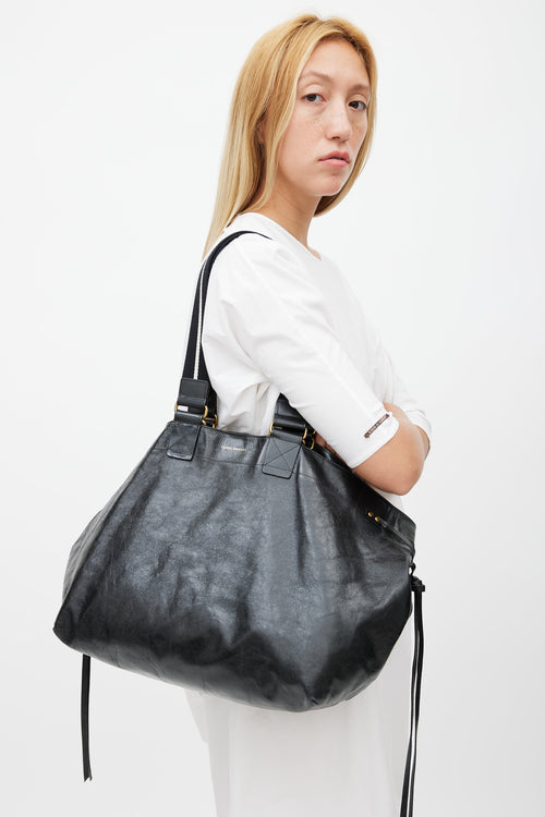 Isabel Marant Black Crinkled Leather Shoulder Bag