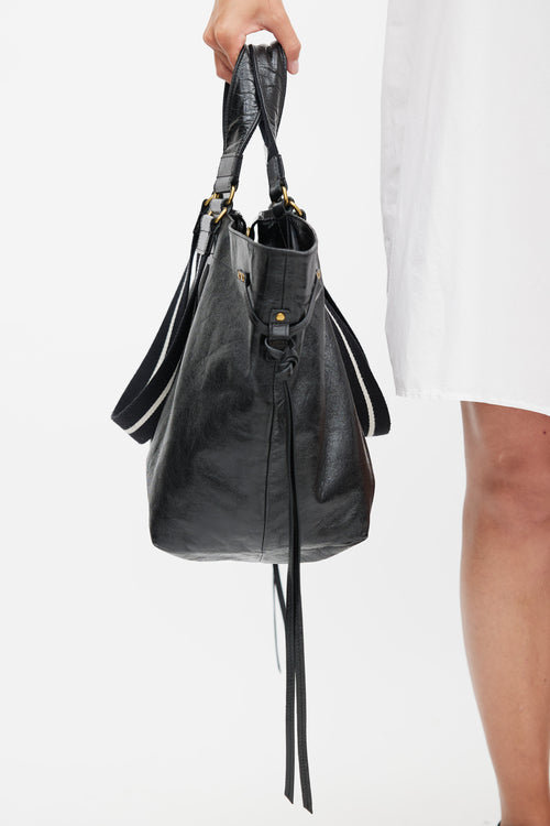 Isabel Marant Black Crinkled Leather Shoulder Bag