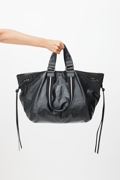 Isabel Marant Black Crinkled Leather Shoulder Bag