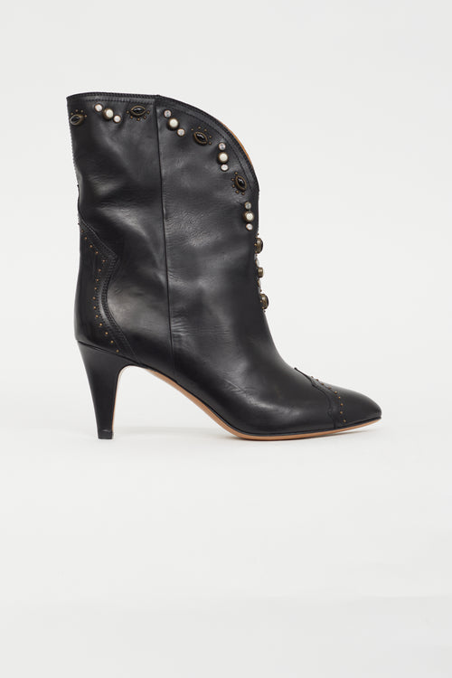 Isabel Marant Black Dythey Beaded Leather Boot