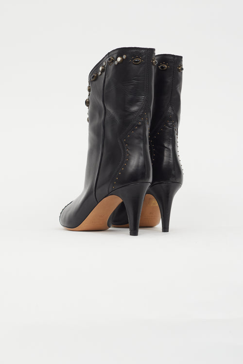 Isabel Marant Black Dythey Beaded Leather Boot