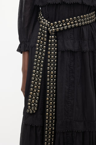 Isabel Marant Black Silk Studded Tie Belt