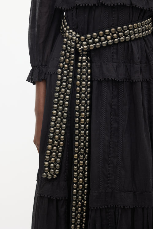 Isabel Marant Black Silk Studded Tie Belt