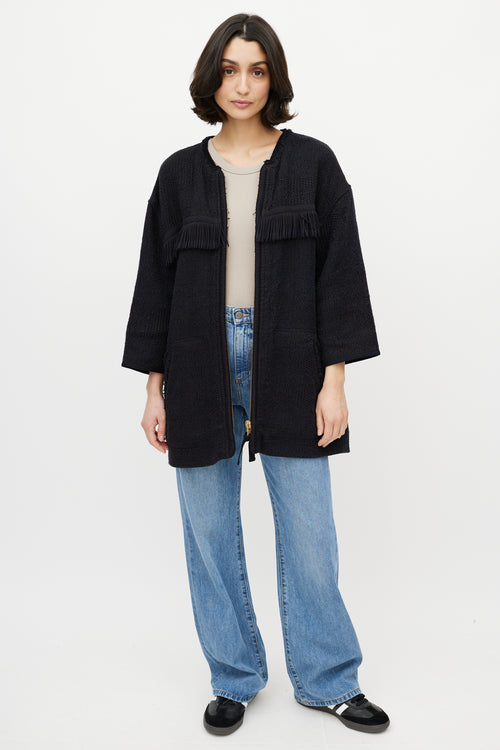 Isabel Marant Black Fringe Tweed Jacket