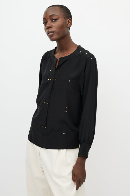 Isabel Marant Black 
Gold Studded Long Sleeve Blouse