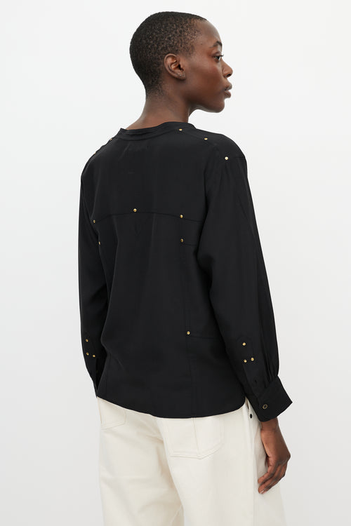 Isabel Marant Black 
Gold Studded Long Sleeve Blouse