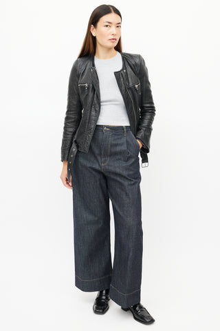 Isabel Marant Black Leather Belted Jacket