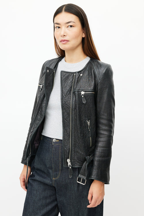 Isabel Marant Black Leather Belted Jacket