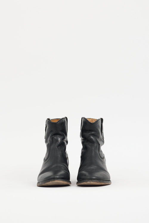 Isabel Marant Black Leather Crisi Wedge Boot