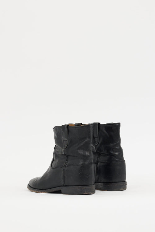 Isabel Marant Black Leather Crisi Wedge Boot