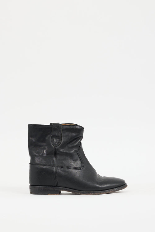 Isabel Marant Black Leather Crisi Wedge Boot