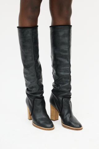 Isabel Marant Black Leather Knee High Boot