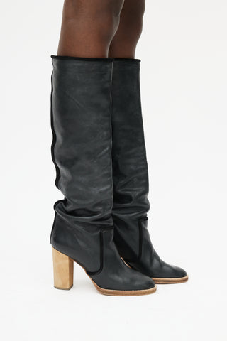 Isabel Marant Black Leather Knee High Boot