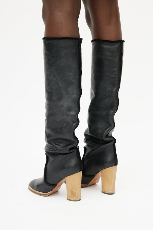 Isabel Marant Black Leather Knee High Boot