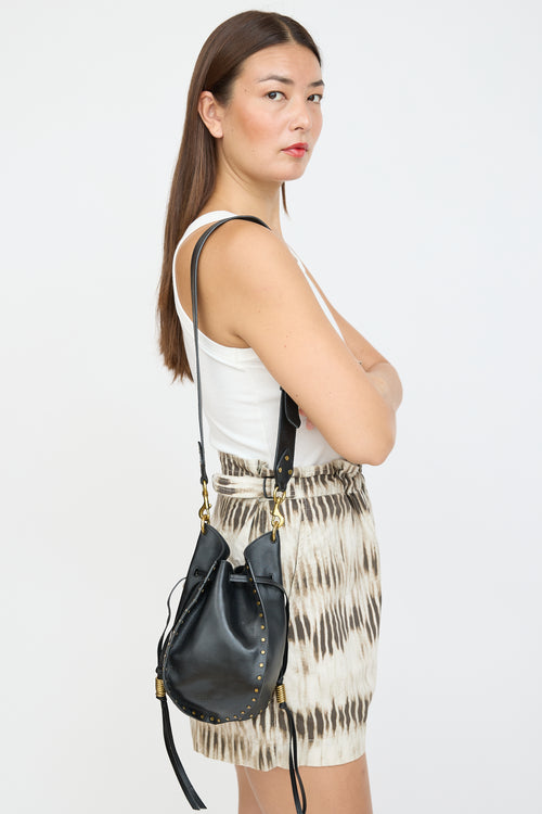 Isabel Marant Black Leather Radja Studded Bucket Bag