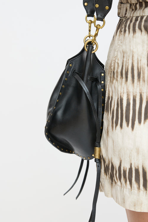 Isabel Marant Black Leather Radja Studded Bucket Bag