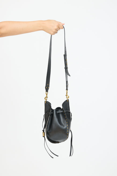 Isabel Marant Black Leather Radja Studded Bucket Bag