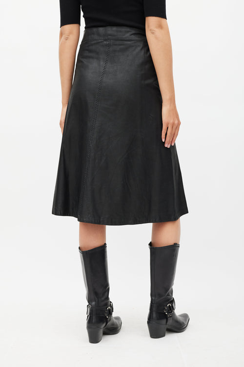 Isabel Marant Black Leather Stitched Skirt