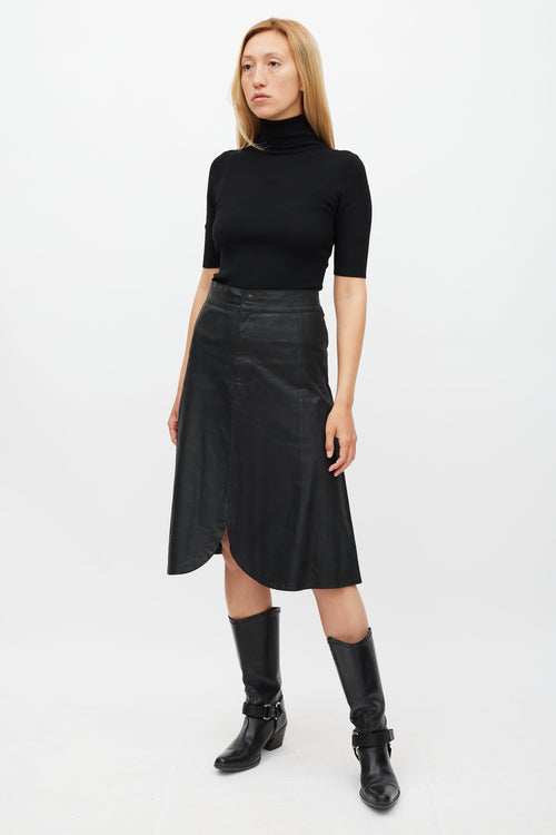 Isabel Marant Black Leather Stitched Skirt