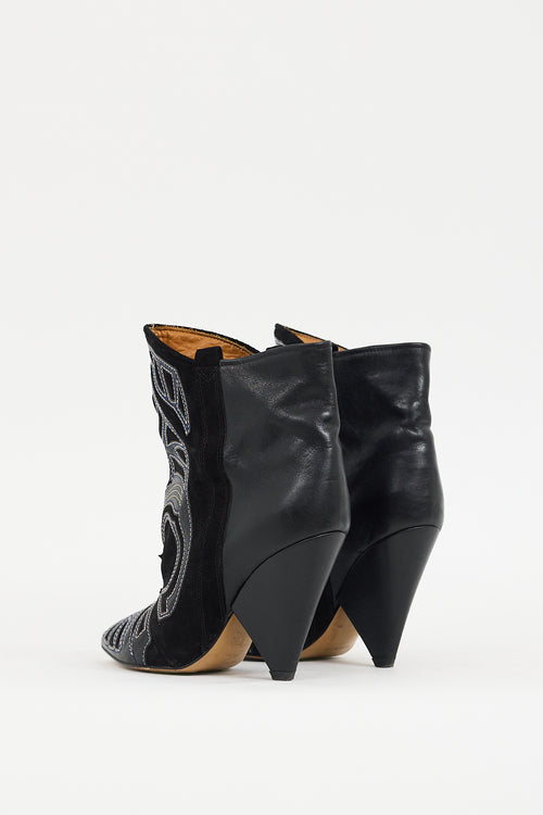 Isabel Marant Black Leather 
Suede Western Berry Boot