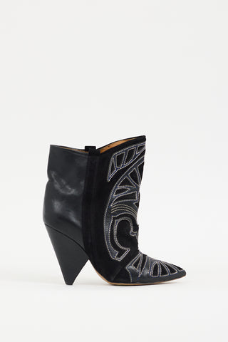 Isabel Marant Black Leather 
Suede Western Berry Boot