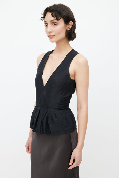 Isabel Marant Black Linen Peplum Top