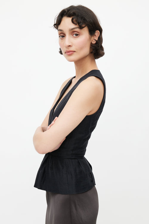 Isabel Marant Black Linen Peplum Top