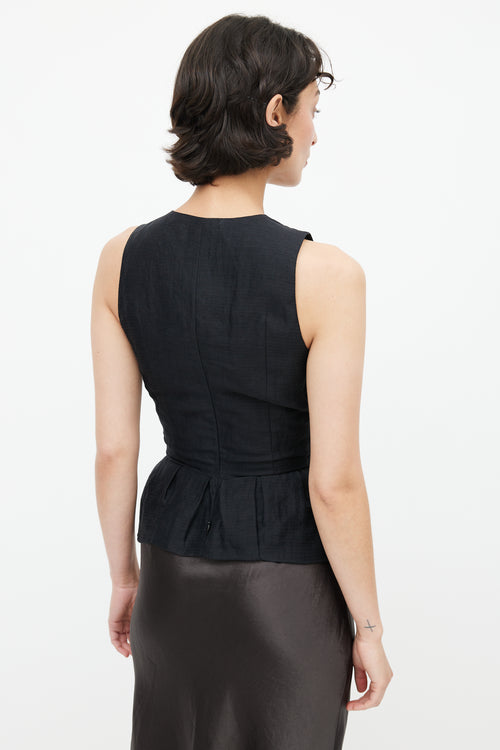 Isabel Marant Black Linen Peplum Top