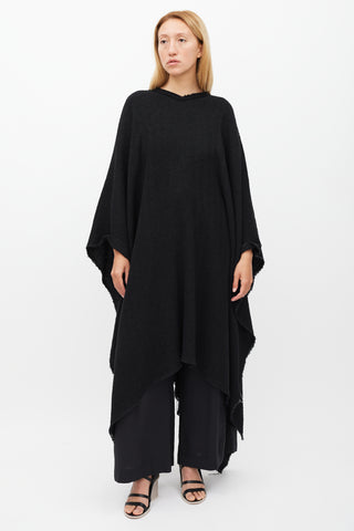 Isabel Marant Black Linen Raw Edge Cape