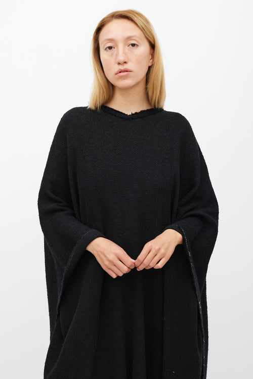 Isabel Marant Black Linen Raw Edge Cape