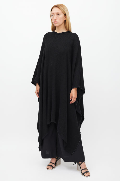 Isabel Marant Black Linen Raw Edge Cape