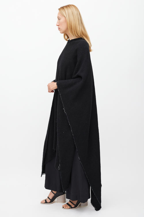 Isabel Marant Black Linen Raw Edge Cape