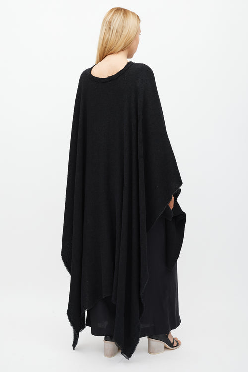 Isabel Marant Black Linen Raw Edge Cape