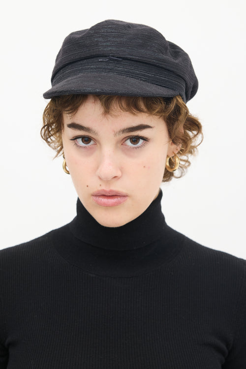 Isabel Marant Black 
Silver Metallic Woven Hat