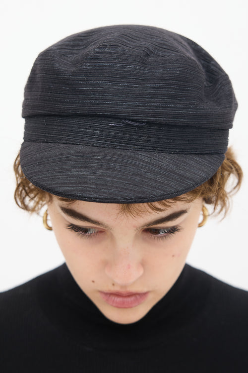 Isabel Marant Black 
Silver Metallic Woven Hat