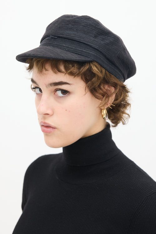 Isabel Marant Black 
Silver Metallic Woven Hat