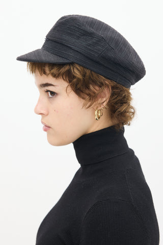 Isabel Marant Black 
Silver Metallic Woven Hat