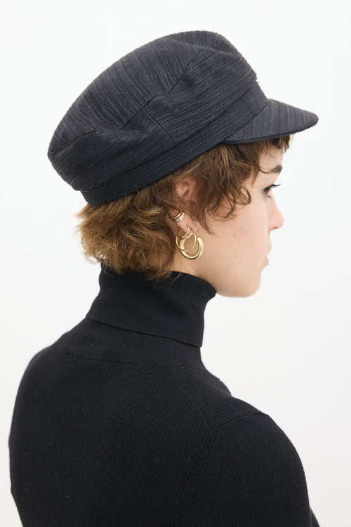 Isabel Marant Black 
Silver Metallic Woven Hat