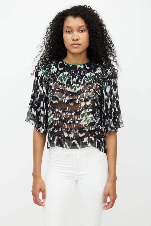 Isabel Marant Black 
Multicolour Pleated Top